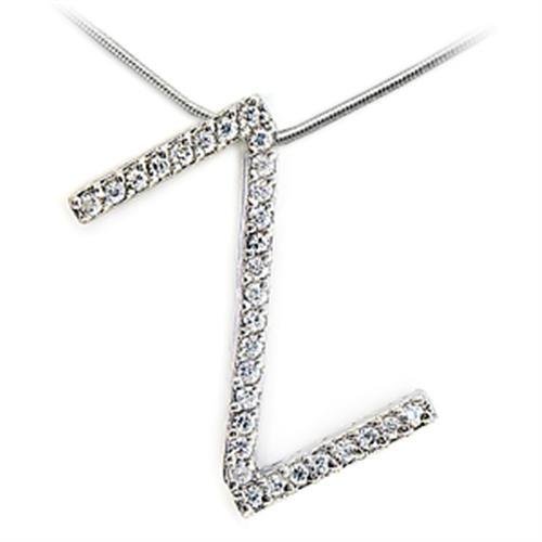 21624 - Rhodium Brass Pendant with AAA Grade CZ  in Clear