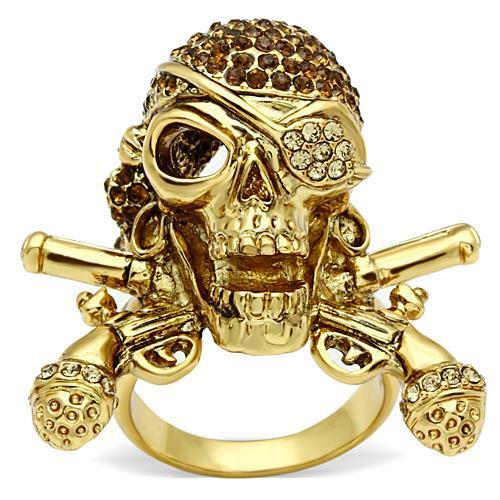 white gold metal ring with pirate's head
