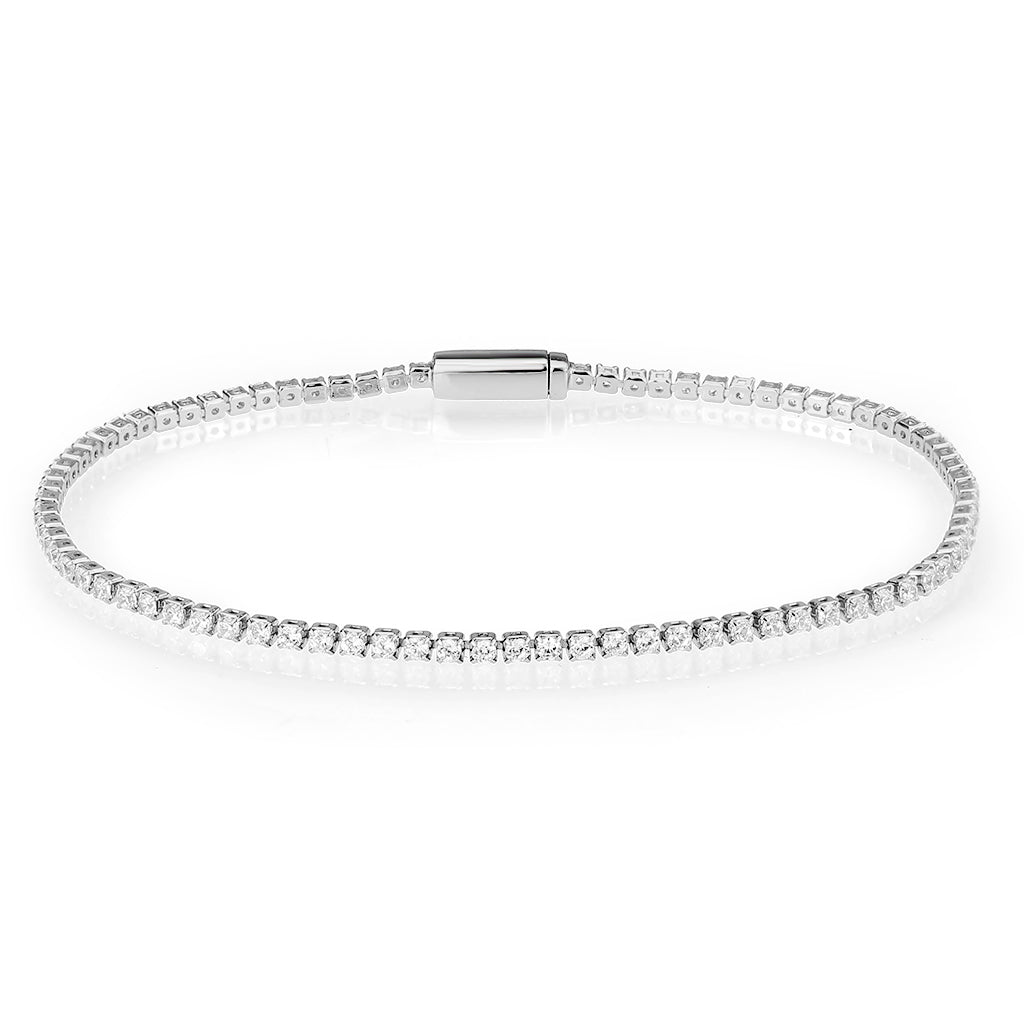 3W1679 - Rhodium Brass Bracelet with AAA Grade CZ in Clear