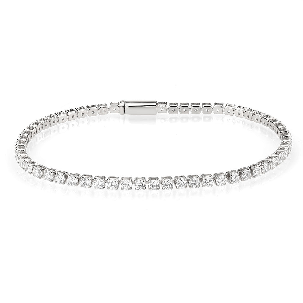 3W1688 - Rhodium Brass Bracelet with AAA Grade CZ in Clear