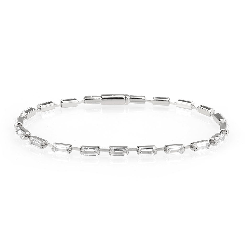 3W1709 - Rhodium Brass Bracelet with AAA Grade CZ in Clear