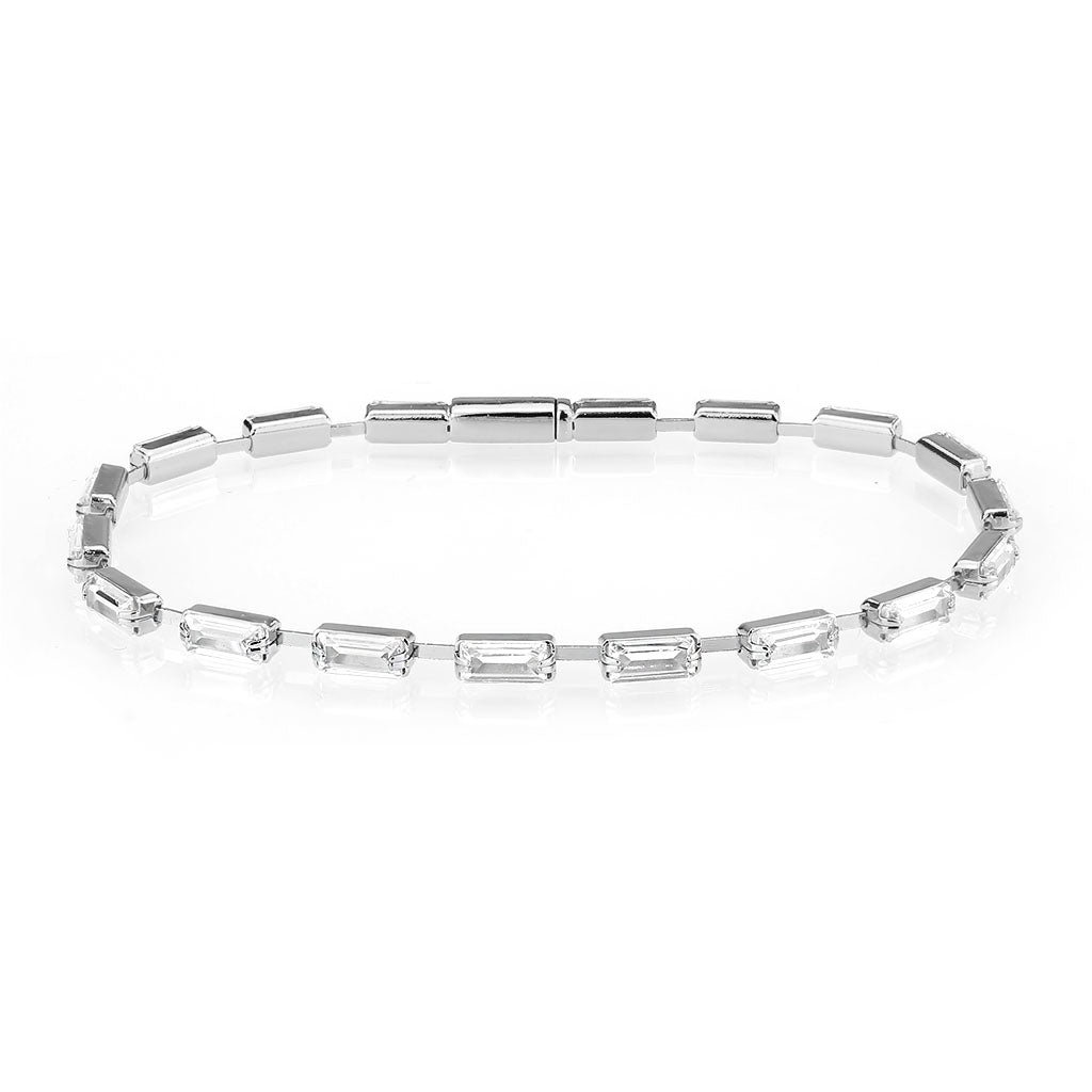 3W1712 - Rhodium Brass Bracelet with AAA Grade CZ in Clear