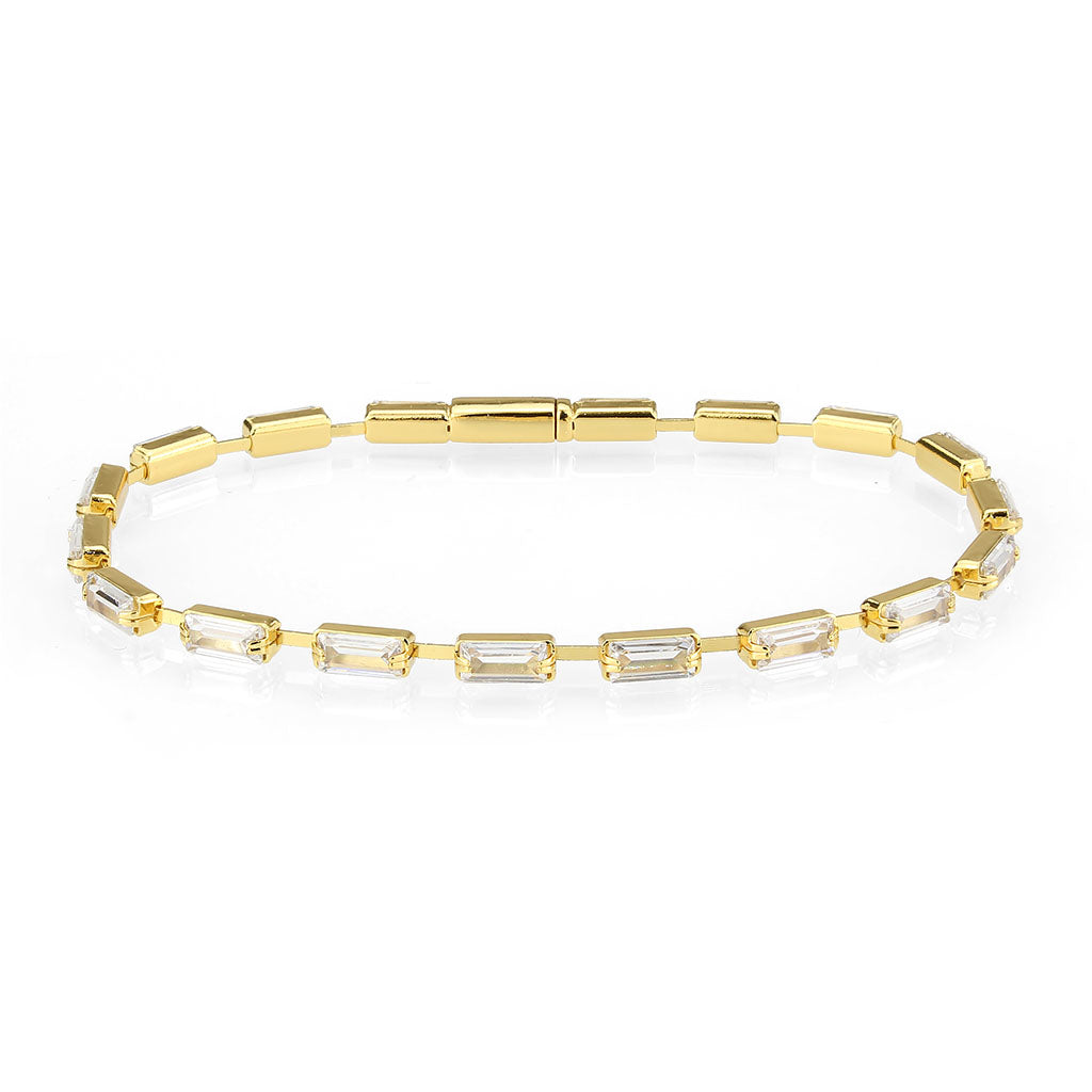 3W1713 - Gold Brass Bracelet with AAA Grade CZ in Clear