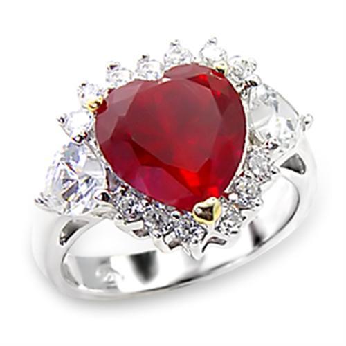 925 Sterling silver ring with heart-shaped ruby