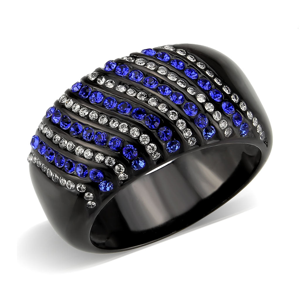 TK3751 IP Black  Stainless Steel Ring with AAA Grade CZ in Blue