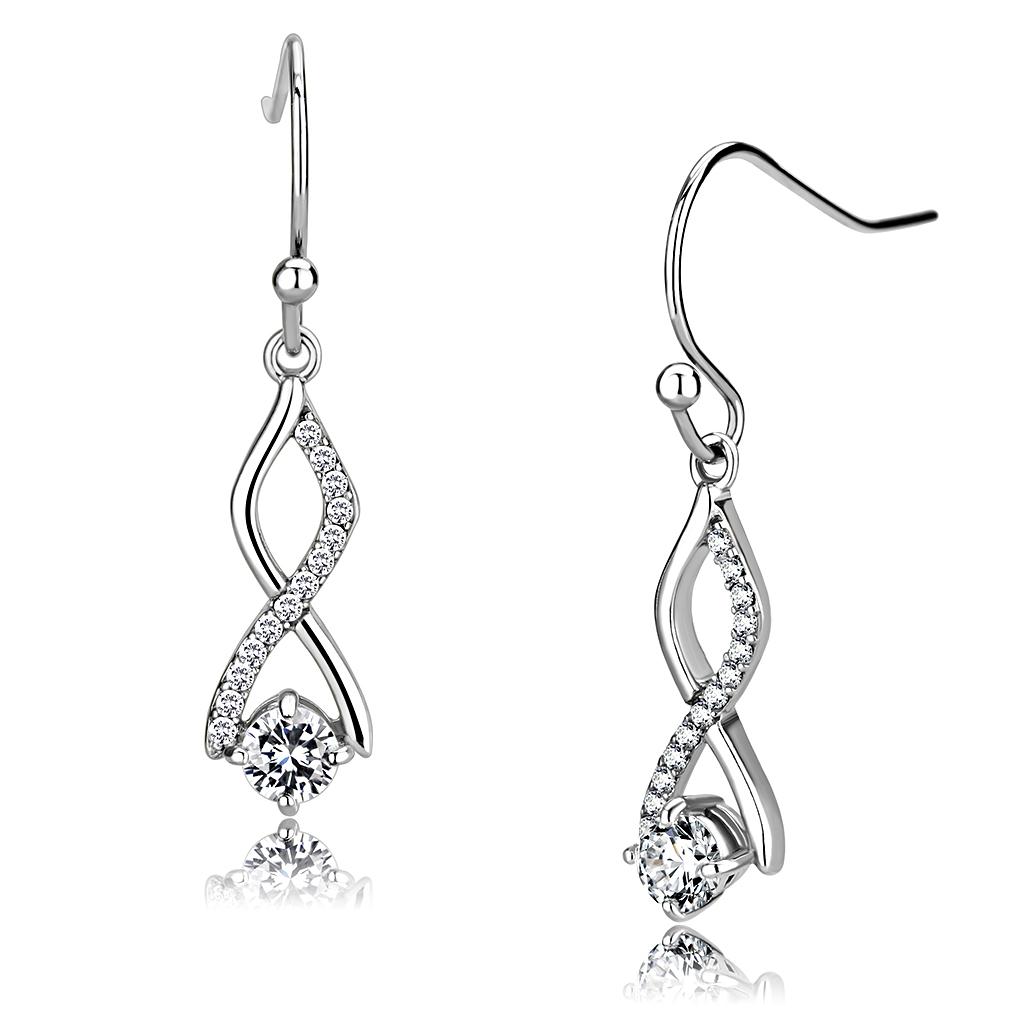Pair of infinity earrings partially encrusted with CZ