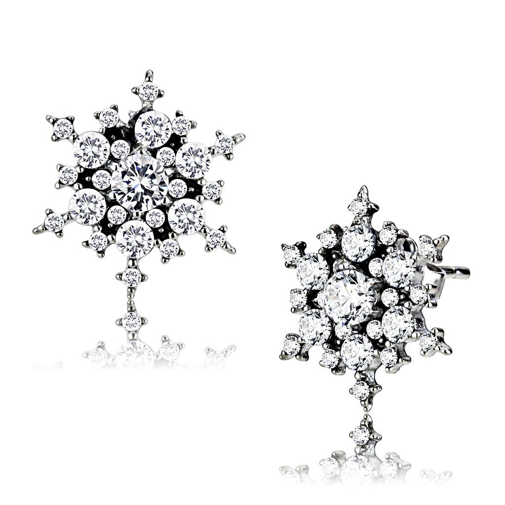 stainless steel earrings snowflake-shaped with CZ