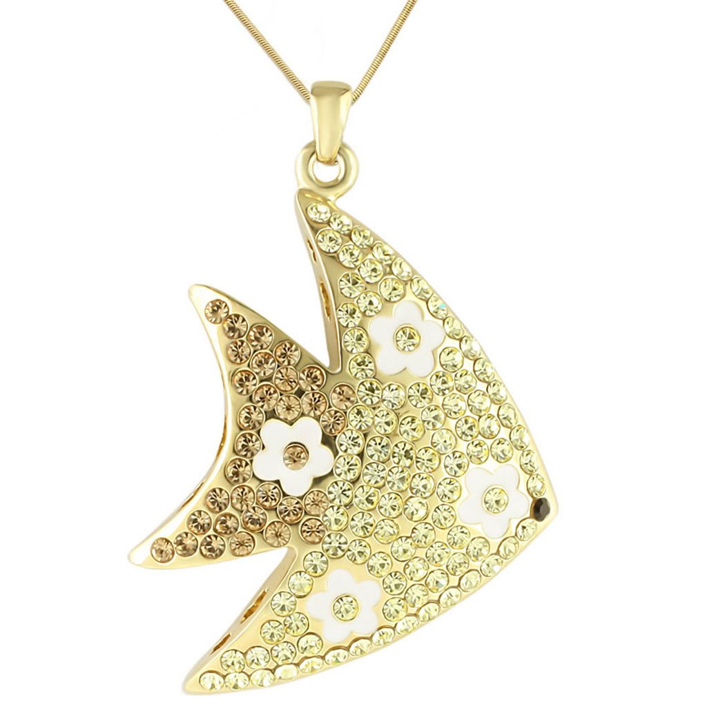 LO1198 - Gold Brass Pendant with Top Grade Crystal  in Multi Color