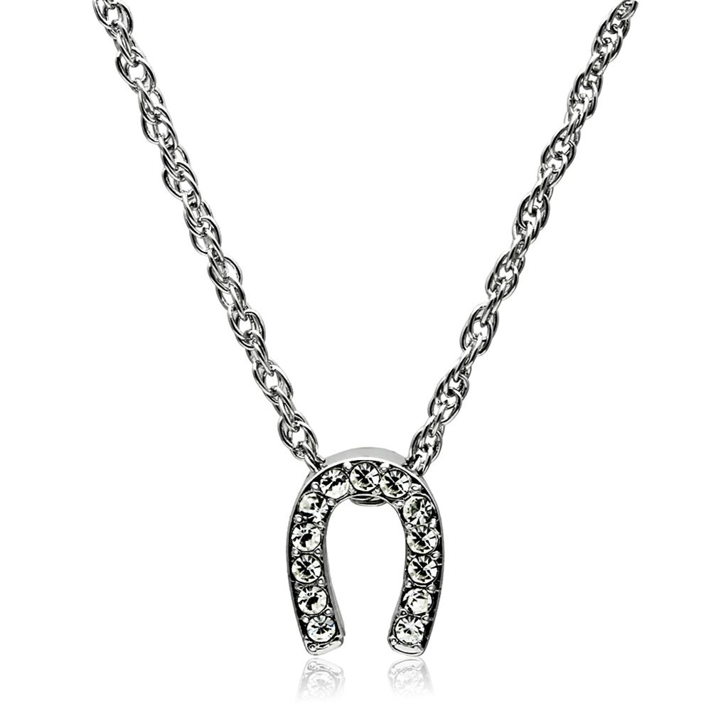 Rhodium brass chain with horseshoe pendant