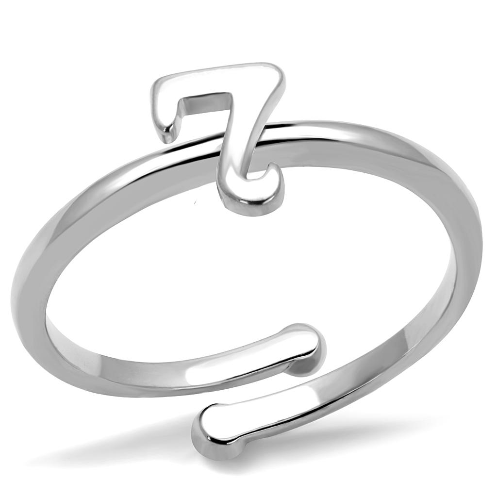 Rhodium brass ring with number
