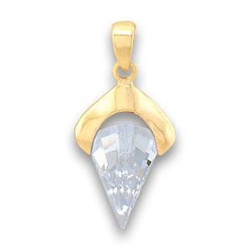 LOA632 - Gold Brass Pendant with AAA Grade CZ  in Clear