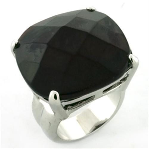 LOA675 - Rhodium Brass Ring with AAA Grade CZ  in Garnet