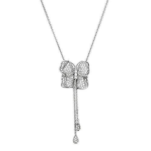 LOS608 - Silver 925 Sterling Silver Necklace with AAA Grade CZ  in Clear