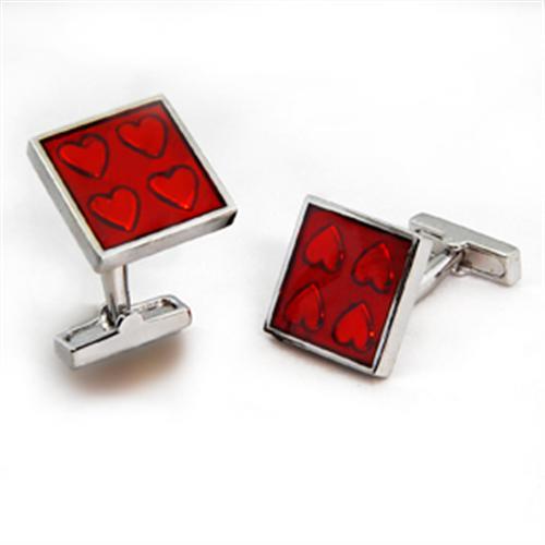 OT581 - Rhodium Brass Cufflink with Epoxy  in Siam