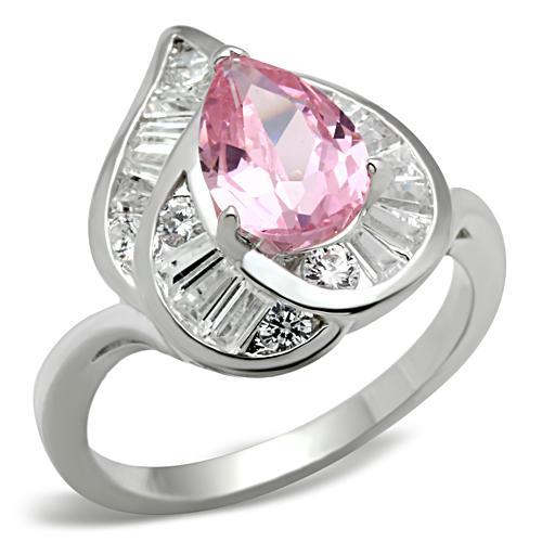 SS011 - Silver 925 Sterling Silver Ring with AAA Grade CZ  in Rose