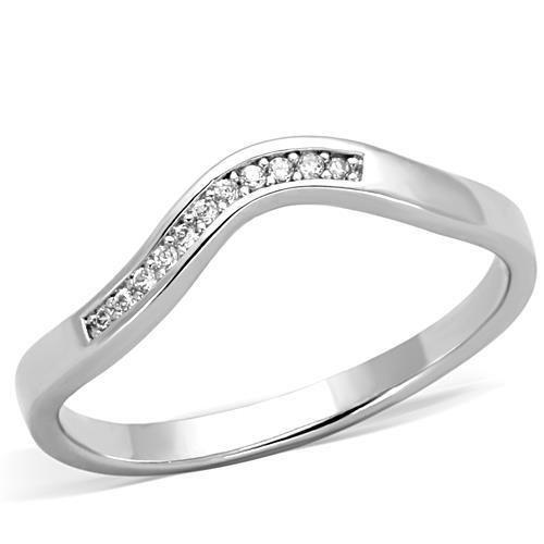 TK1682 - High polished (no plating) Stainless Steel Ring with AAA Grade CZ  in Clear