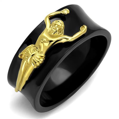 TK2240 - IP Gold+ IP Black (Ion Plating) Stainless Steel Ring with No Stone