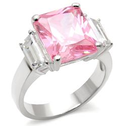 34102 - High-Polished 925 Sterling Silver Ring with AAA Grade CZ  in Rose