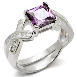 34403 - High-Polished 925 Sterling Silver Ring with AAA Grade CZ  in Amethyst