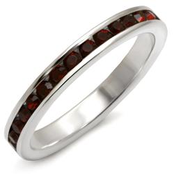 35137 - High-Polished 925 Sterling Silver Ring with Top Grade Crystal  in Garnet