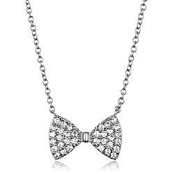 3W1021 - Rhodium Brass Chain Pendant with AAA Grade CZ  in Clear