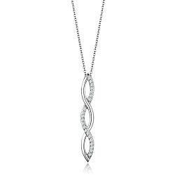 3W1039 - Rhodium Brass Chain Pendant with AAA Grade CZ  in Clear