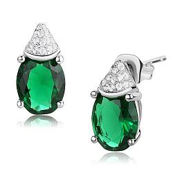 3W1371 - Rhodium 925 Sterling Silver Earrings with Synthetic Synthetic Glass in Blue Zircon