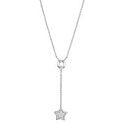 3W426 - Rhodium Brass Necklace with AAA Grade CZ  in Clear