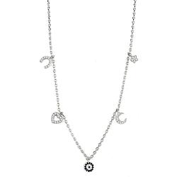 3W439 - Rhodium Brass Necklace with AAA Grade CZ  in Montana