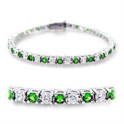 46906 - Rhodium Brass Bracelet with Synthetic Spinel in Emerald