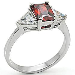 6X069 - High-Polished 925 Sterling Silver Ring with AAA Grade CZ  in Garnet
