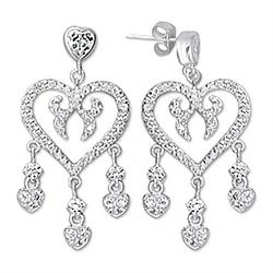 6X278 - High-Polished 925 Sterling Silver Earrings with AAA Grade CZ  in Clear