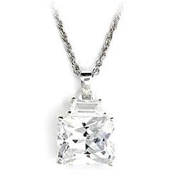 6X304 - High-Polished 925 Sterling Silver Pendant with AAA Grade CZ  in Clear