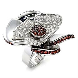 7X191 - Rhodium + Ruthenium 925 Sterling Silver Ring with AAA Grade CZ  in Garnet