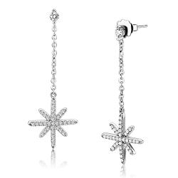 DA329 - No Plating Stainless Steel Earrings with AAA Grade CZ  in Clear