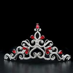 LO2109 - Imitation Rhodium Brass Tiaras & Hair Clip with Top Grade Crystal  in Ruby