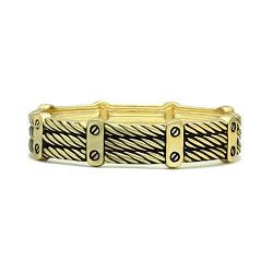 LO2135 - Flash Gold White Metal Bangle with No Stone