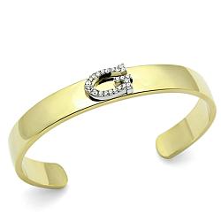 LO2576 - Gold+Rhodium White Metal Bangle with Top Grade Crystal  in Clear