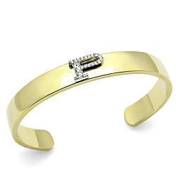 LO2585 - Gold+Rhodium White Metal Bangle with Top Grade Crystal  in Clear