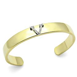 LO2591 - Gold+Rhodium White Metal Bangle with Top Grade Crystal  in Clear