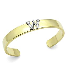 LO2592 - Gold+Rhodium White Metal Bangle with Top Grade Crystal  in Clear