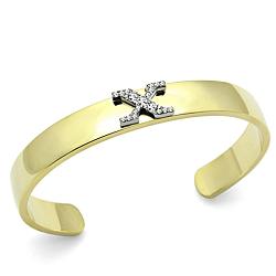LO2593 - Gold+Rhodium White Metal Bangle with Top Grade Crystal  in Clear