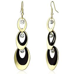 LO2652 - Gold+Ruthenium Iron Earrings with Top Grade Crystal  in Clear