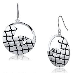 LO2687 - Matte Rhodium & Rhodium Iron Earrings with Top Grade Crystal  in Clear