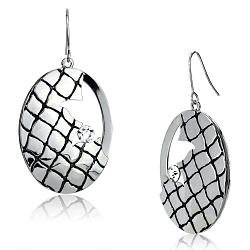 LO2690 - Rhodium Iron Earrings with Top Grade Crystal  in Clear