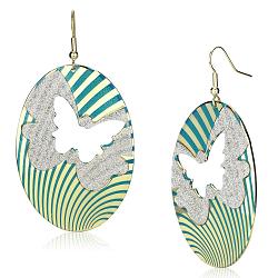 LO2726 - Gold Iron Earrings with Epoxy  in Capri Blue