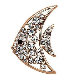 LO2787 - Flash Rose Gold White Metal Brooches with Top Grade Crystal  in Clear