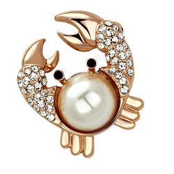 LO2843 - Flash Rose Gold White Metal Brooches with Synthetic Pearl in White