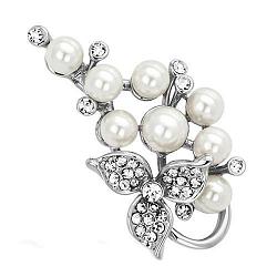 LO2852 - Imitation Rhodium White Metal Brooches with Synthetic Pearl in White