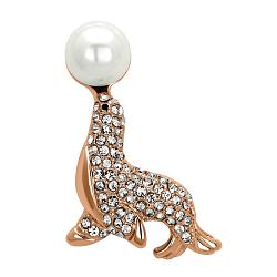 LO2872 - Imitation Rhodium White Metal Brooches with Synthetic Pearl in White